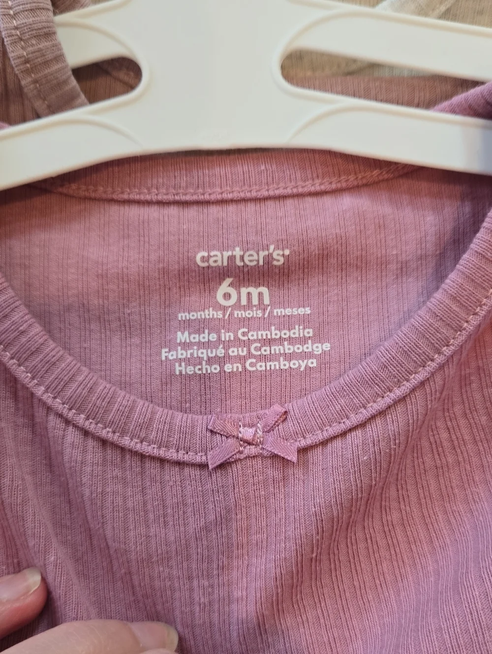 Carter's NWOT Long-Sleeve Ribbed Onesies, 6M, Pink, Light Gray, Blue